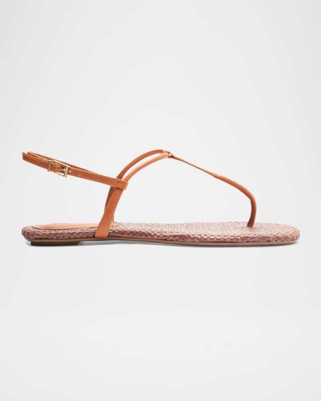 Elsha Leather T-Strap Flat Sandals